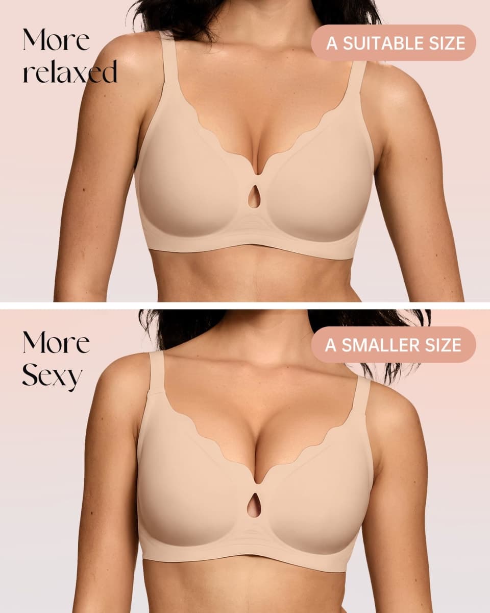ProKloud Wireless Bras for Women Wave Push Up No Underwire Bralettes Seamless Full Coverage Support Lift Everyday Bra, Black+white+nude, 3X-Large thumbnail 4