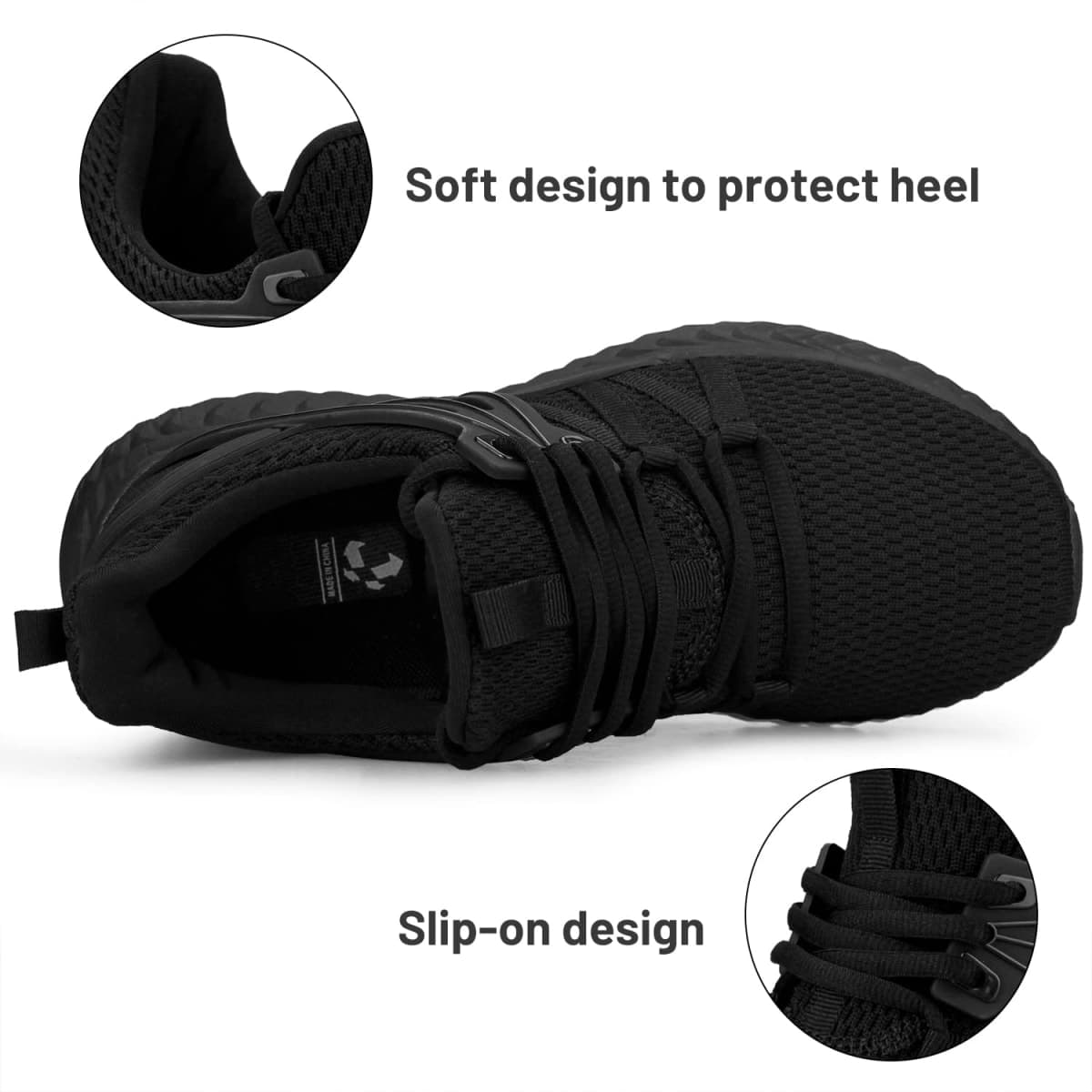 Abboos Womens Road Running Shoes Lightweight Mesh Breathable Sneakers Fashion Sports Gym Athletic Shoes Black Size 6 thumbnail 3