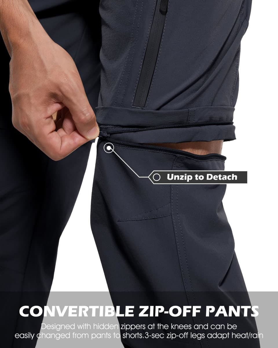 Men's Hiking Convertible Pants Quick Dry Lightweight Zip Off Cargo Pant Waterproof Fishing Shorts for Outdoor,Safari,Camping, Dark Gray, 40W x 30L thumbnail 5