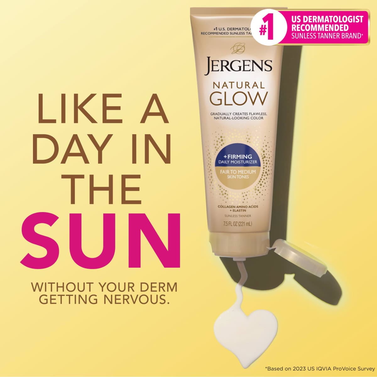 Jergens Natural Glow +Firming Self Tanner Body Lotion, Fair to Medium Skin Tone, Sunless Tanning Moisturizer with Collagen and Elastin. Helps to Visibly Reduce Cellulite, 7.5 Fl Oz (Pack of 2) thumbnail 3