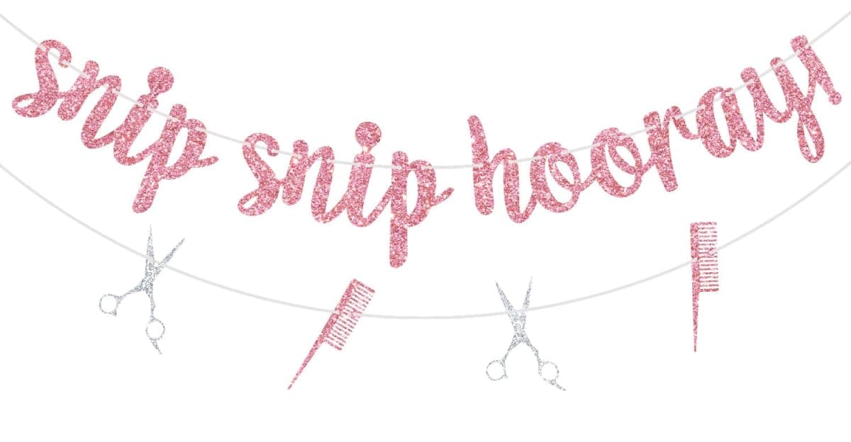 Snip Snip Hooray Banner, Future Hair Stylist, 2026 Cosmetology School Graduation Party Decorations, Future Barber Decor, Funny Hairdresser Graduation Decorations Pink Glitter — image 1