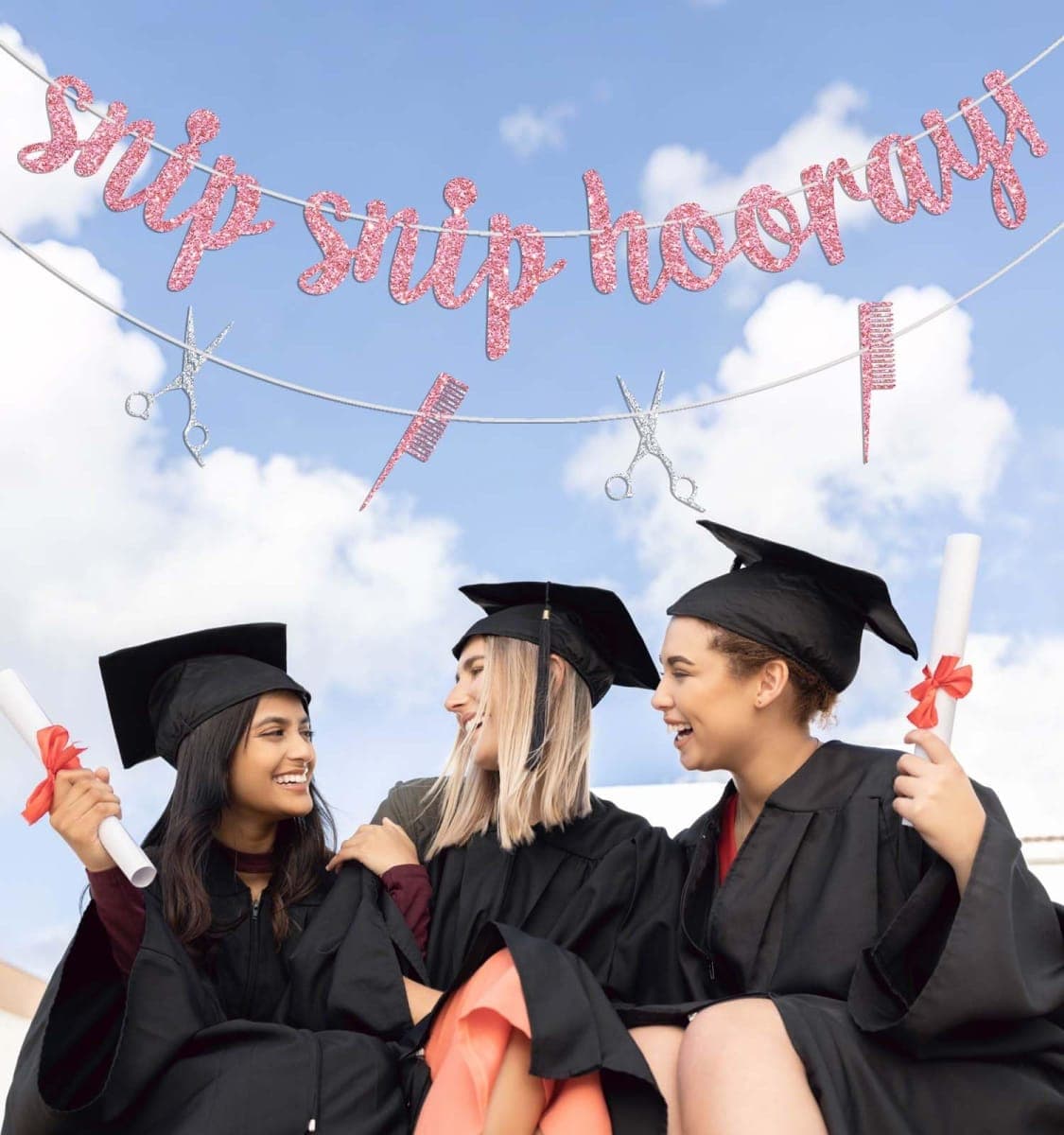 Snip Snip Hooray Banner, Future Hair Stylist, 2026 Cosmetology School Graduation Party Decorations, Future Barber Decor, Funny Hairdresser Graduation Decorations Pink Glitter thumbnail 2