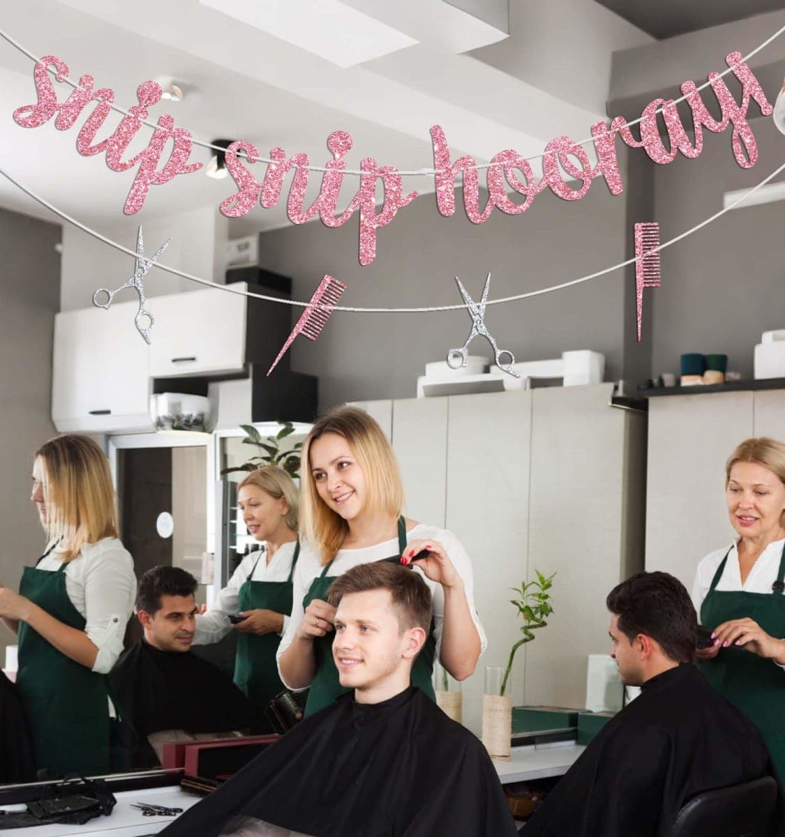 Snip Snip Hooray Banner, Future Hair Stylist, 2026 Cosmetology School Graduation Party Decorations, Future Barber Decor, Funny Hairdresser Graduation Decorations Pink Glitter thumbnail 3