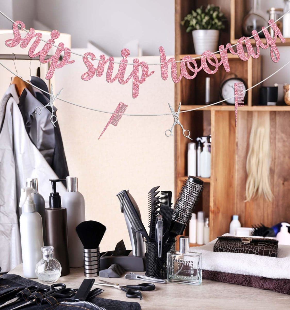 Snip Snip Hooray Banner, Future Hair Stylist, 2026 Cosmetology School Graduation Party Decorations, Future Barber Decor, Funny Hairdresser Graduation Decorations Pink Glitter thumbnail 4