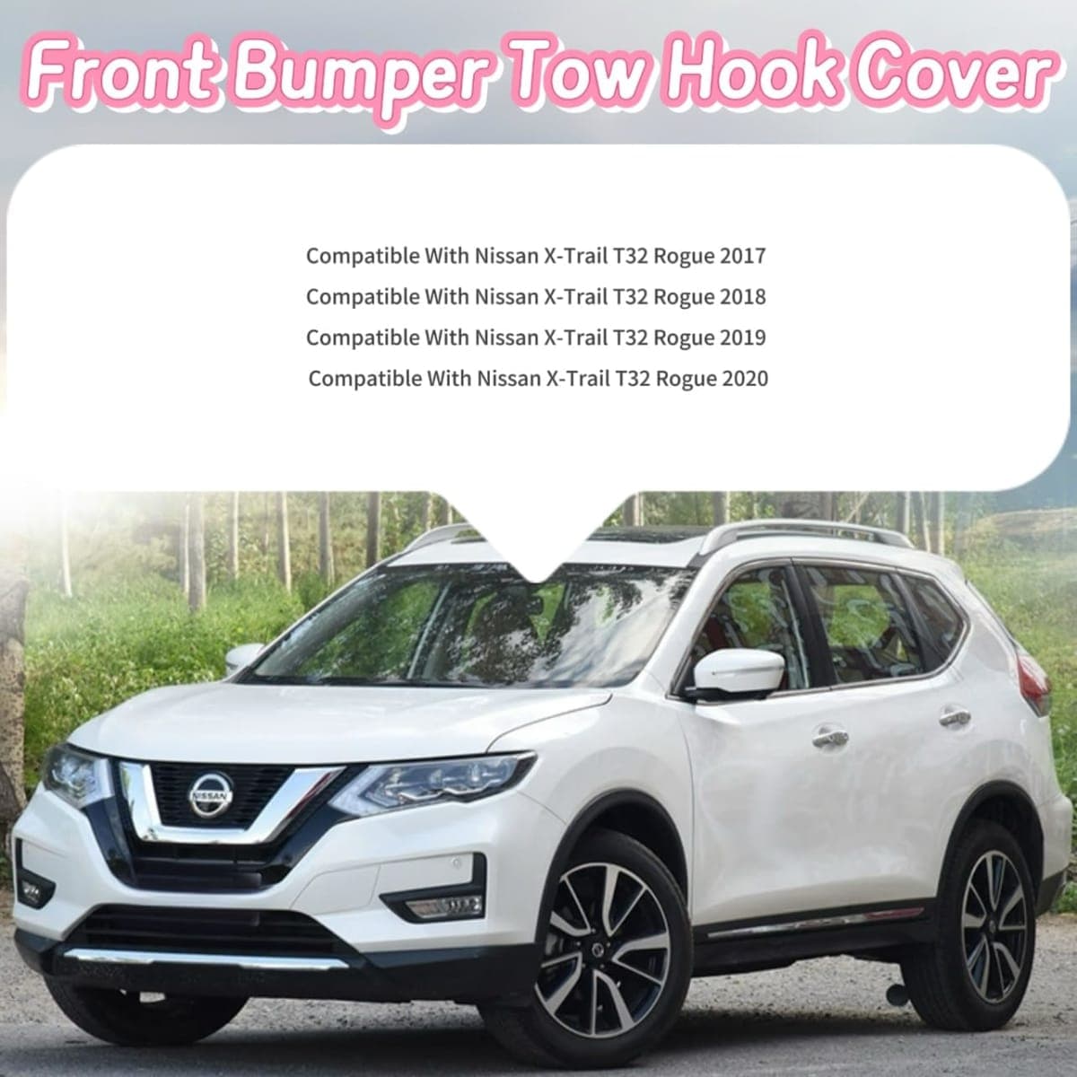 HXDZA Front Bumper Tow Hook Cover Towing Eye Cap Compatible with Nissan X-Trail T32 Rogue 2017 2018 2019 2020 Replace 622A0-6FL0H 622A0-6FV0A(Unpainted) thumbnail 2