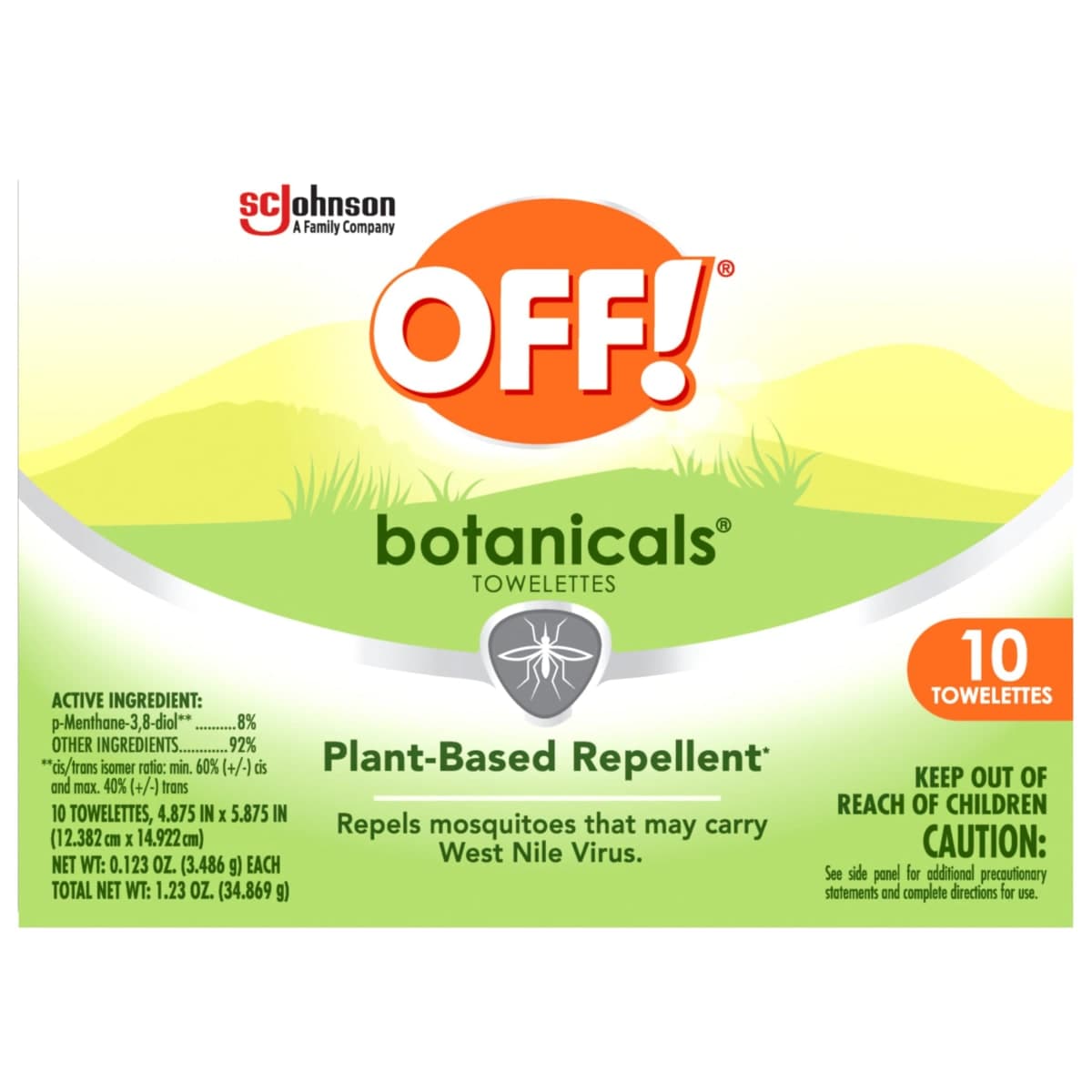 OFF! Botanicals Insect Repellent Wipes, Mosquito Repellent, 10 Count Individually Wrapped Wipes thumbnail 2