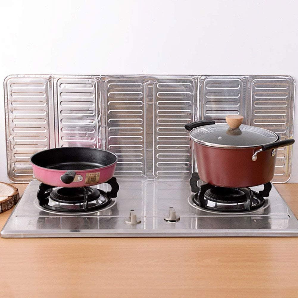 2Pcs Oil Splash Guard Aluminum Foil Gas Stove Shield Oil Splatter Screen Board Cooking Frying Oil-Proof Splash Kitchenware Tool thumbnail 3