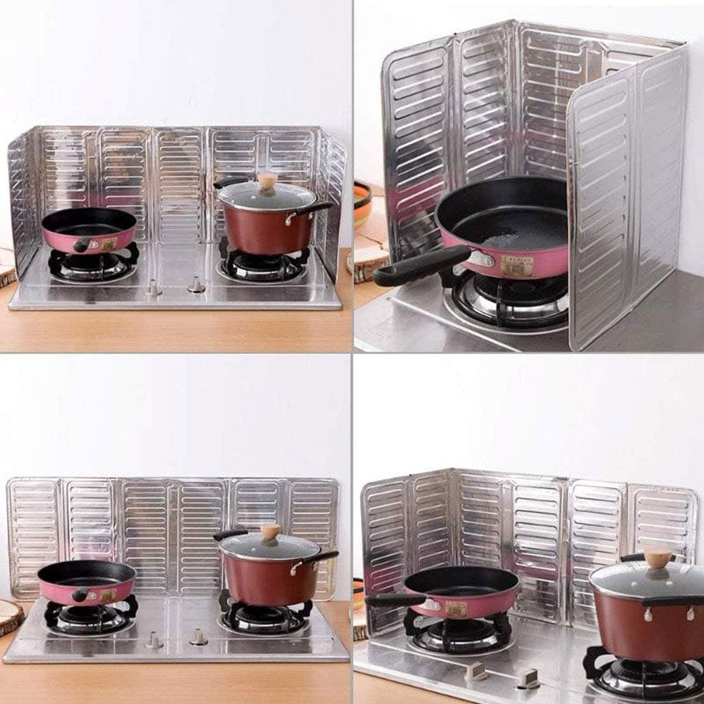 2Pcs Oil Splash Guard Aluminum Foil Gas Stove Shield Oil Splatter Screen Board Cooking Frying Oil-Proof Splash Kitchenware Tool thumbnail 4