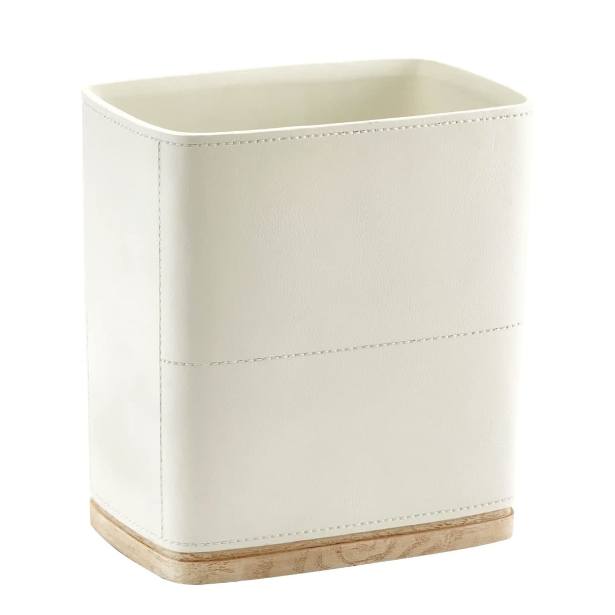 Bathroom Trash Can 1.8 Gallon(7 Liter) Small Kitchen Garbage Can,Decor Wastebasket for Bedroom Office,Resin Hand-Carved Leather Beige — image 1