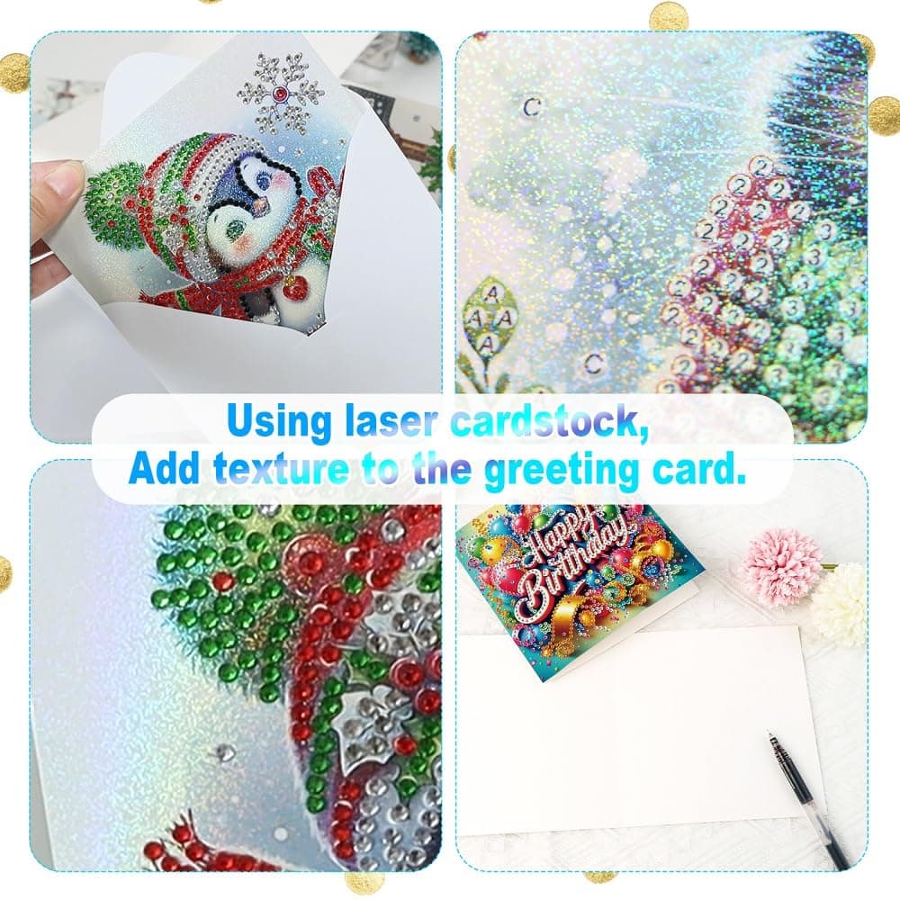 6-Pack Wishes & Blooms Bouquet Diamond Painting Greeting Card Kits, Special Shaped Diamonds Painting, DIY Handcraft for Relatives and Friends with Wishes,Unique Design Crafting for Birthday Cards thumbnail 4