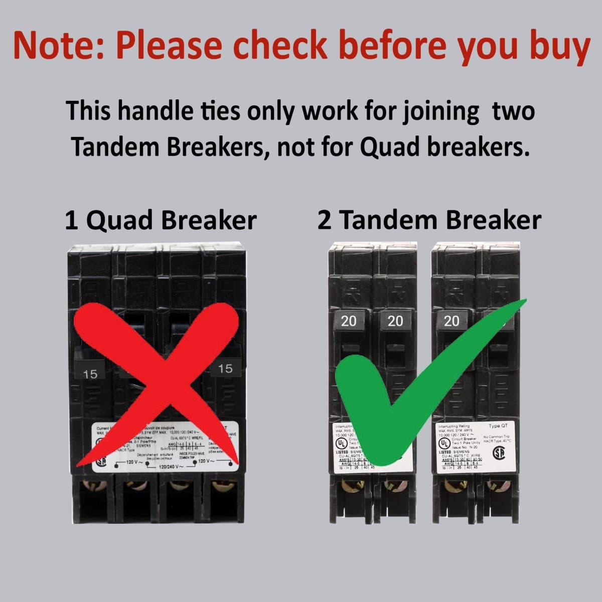 Littversions 10 Pack 5 Outside and 5 Inside Handle Ties for Joining Two Tandem Siemens Breakers Common Trip QTH2 thumbnail 5