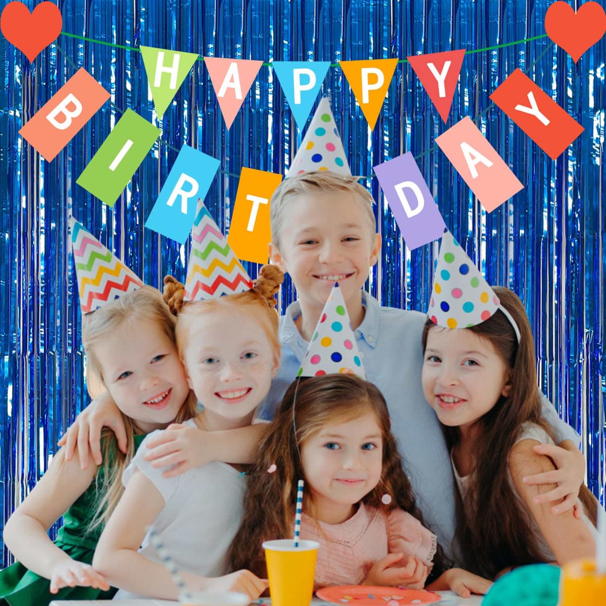 5 Pack Foil Curtain Backdrop Blue Metallic Tinsel Foil Fringe Curtains Photo Booth Props for Birthday Wedding Engagement Baby Shower Bachelorette Christmas Holiday Celebration Party Decorations thumbnail 5