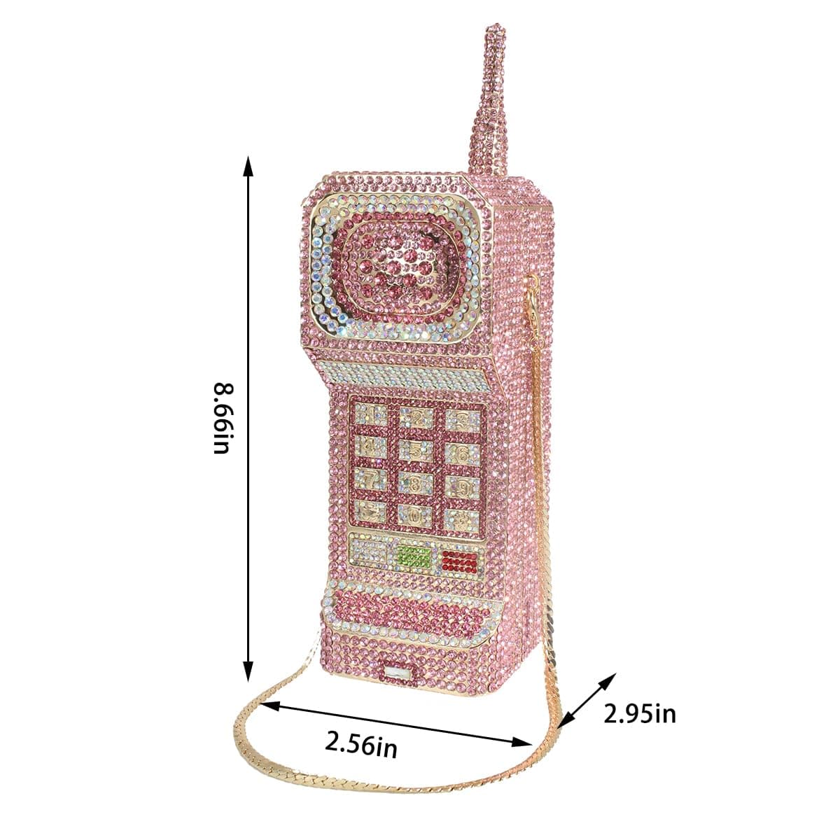 TYQVRVZ Women Funny Cellphone Shape Rhinestone Clutch Purse Cute Crystal Handbag Novelty Diamond Evening Bag for Party Prom, Pink-a, Gorgeous Shiny Funny thumbnail 3