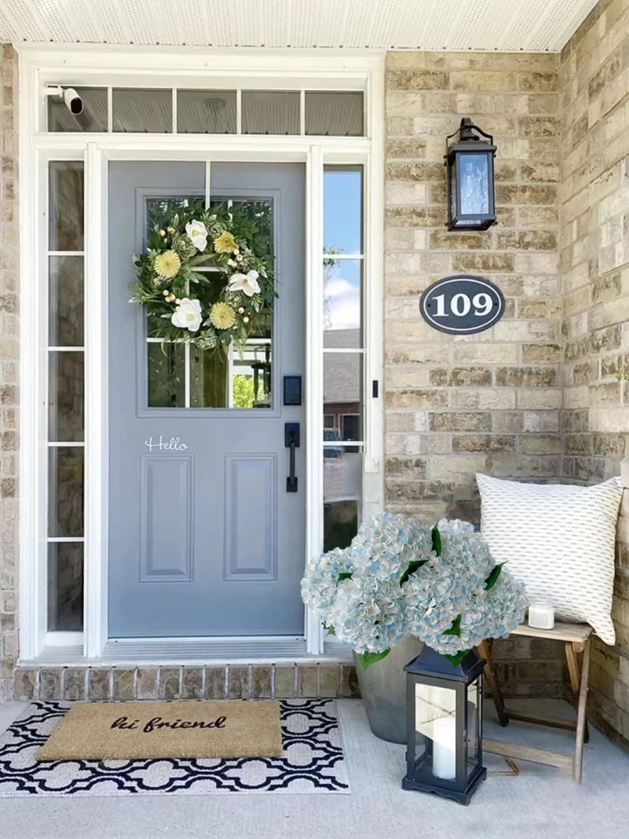 ZYTUYO 5 Pcs White & Light Blue Silk Hydrangeas Artificial Flower Boho Dried Touch 20'' Faux Hydrangeas for Indoor Home Decor Kitchen Living Room Outdoor Porch Wedding Flower Arrangement thumbnail 5