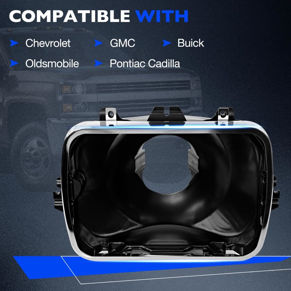 42437 Headlights Brackets Buckets, for GMC Suburban Topkick Chevy Kodiak Buick Oldsmobile Pontiac, Repalce 5X7 Front Head Lights Support Holder Mounting Brackets Buckets Pair Kits thumbnail 3