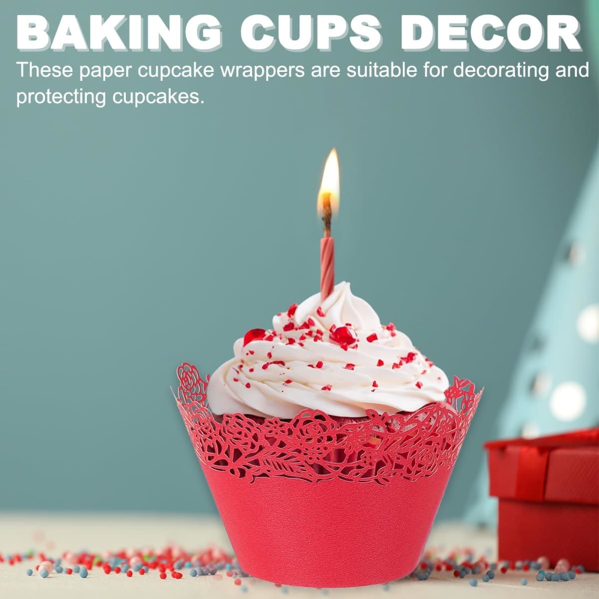 PATIKIL Cupcake Wrappers Paper, 50 Pack Baking Cups Standard Rose Decoration for Anniversary Birthday Weddings and Parties, Light Blue thumbnail 5