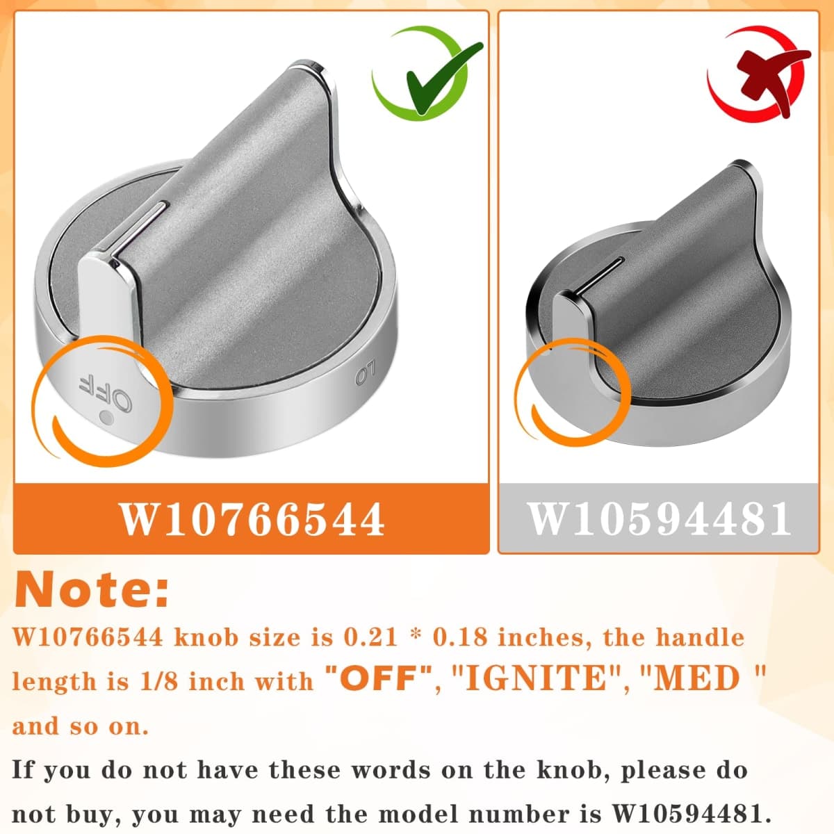 𝗦𝘁𝗮𝗶𝗻𝗹𝗲𝘀𝘀 𝗦𝘁𝗲𝗲𝗹 W10766544 Gas Stove knobs Replacement (5 Pack) for Whirlpool Stove/Oven WFG540H0ES0 WFG540H0ES0 WFG714HLAS0 WFG540H0AH2,Range Oven Burner Knobs Replaces W10430807 thumbnail 3