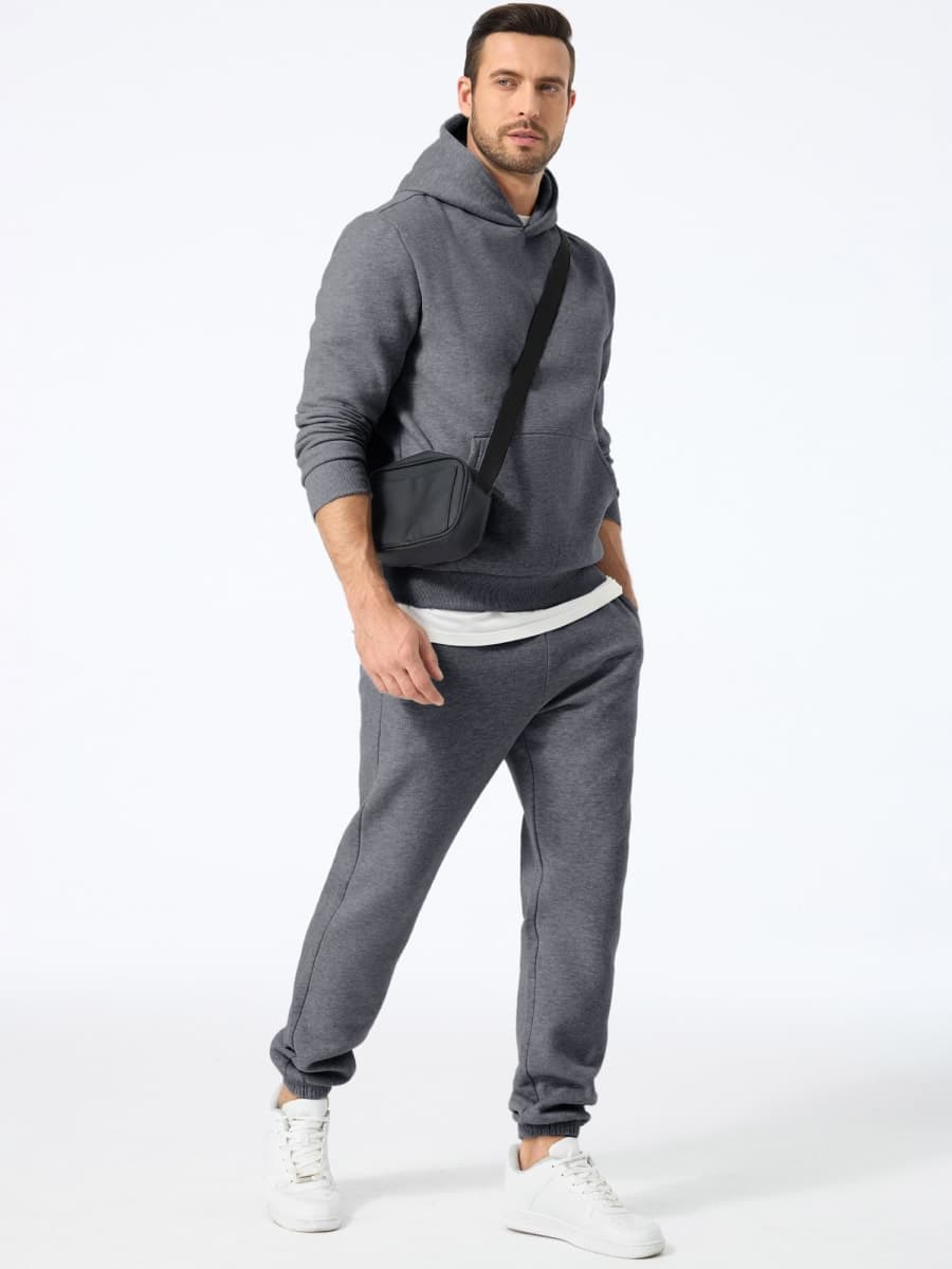 JMIERR Men's 2 Piece Outfits Hoodie Sweatshirt Tracksuit & Joggers Sweatpants Sweatsuit Set, Medium Grey, Large thumbnail 2