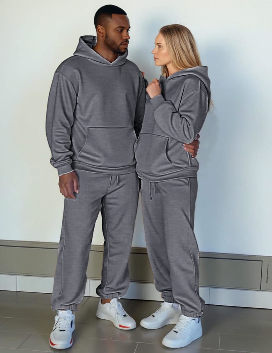 JMIERR Men's 2 Piece Outfits Hoodie Sweatshirt Tracksuit & Joggers Sweatpants Sweatsuit Set, Medium Grey, Large thumbnail 5