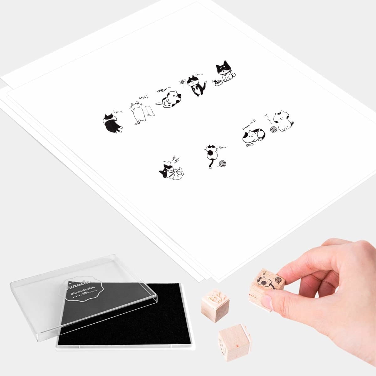 Ink Pad, 5x4'' Washable Stamp Ink Pad for Kids, Black thumbnail 5
