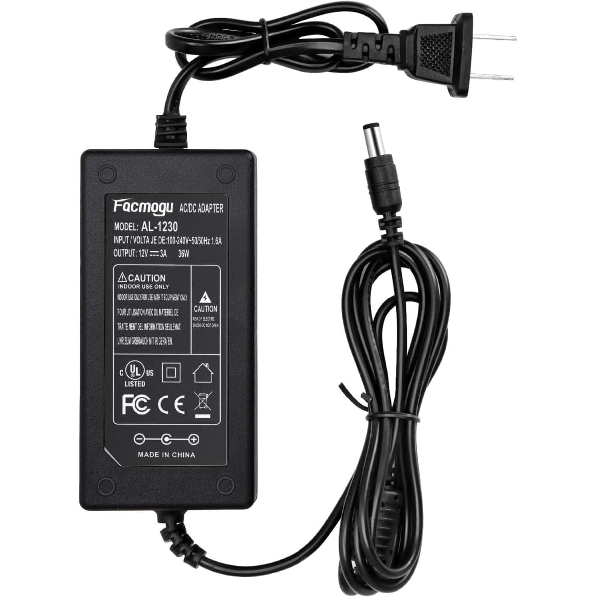 Facmogu DC 12V 3A Power Adapter, 100-240V AC to DC 12V 3A 36W Power Suppy with Barrel Connector 5.5x2.5mm & 5.5x2.1mm, 12 Volt 3 Amp Desktop Adpater 12V Switching Transformer AC/DC Power Converter thumbnail 2
