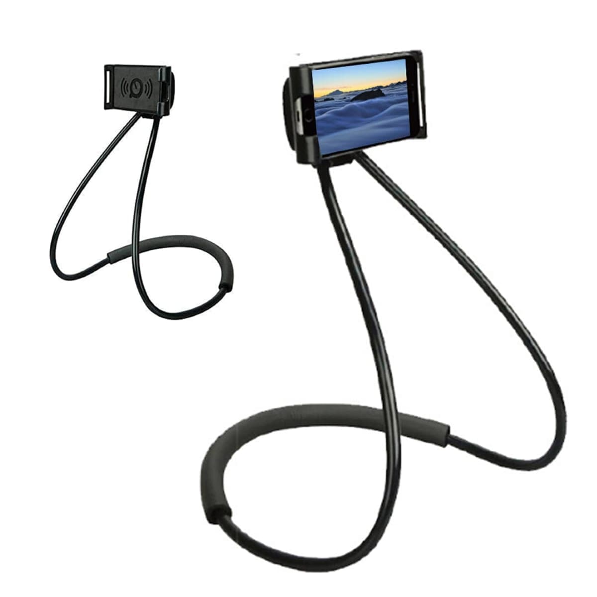 Universal Smart Mobile Phone Stand,Hanging on Neck Cell Phone Mount Holder, Flexible Lazy Bracket DIY Free Rotating for Multiple Functions (Black) (Black) thumbnail 2