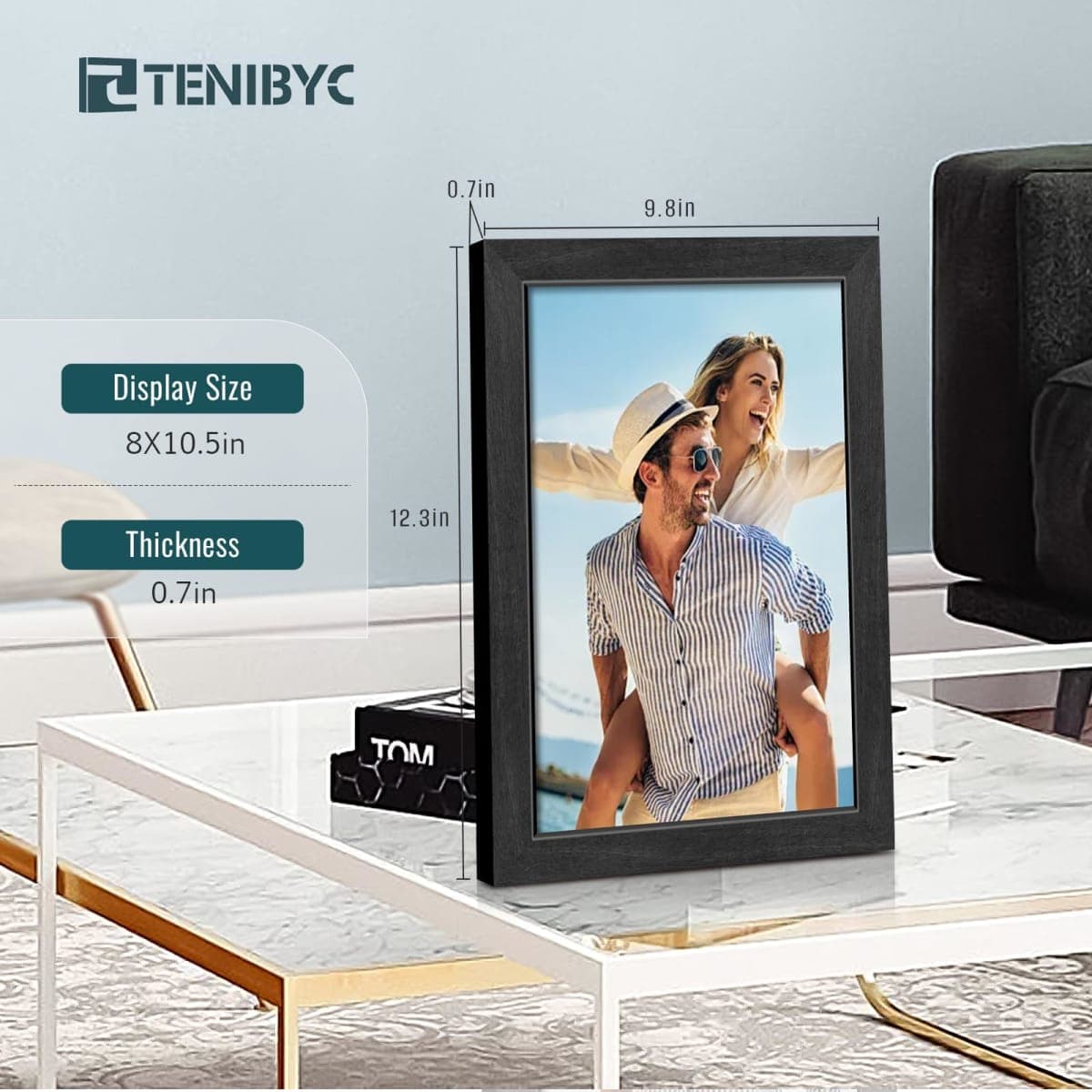 TENIBYC 8.5x11 Picture Frame Set - 4 Pack, Black Natural Solid Wood, HD Tempered Glass, Elegant Wood Grain Photo Frame, Table or Wall Display thumbnail 2