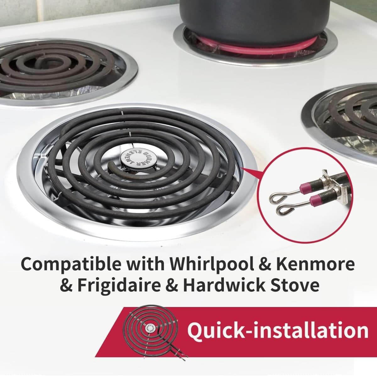 COZZIVITA MP22YA Electric Stove Burner Element Replacement Set & W10290350 W10290353 4 Pack Drip Pans - Perfectly Fit Whirpool Electric Range Stove Top thumbnail 2