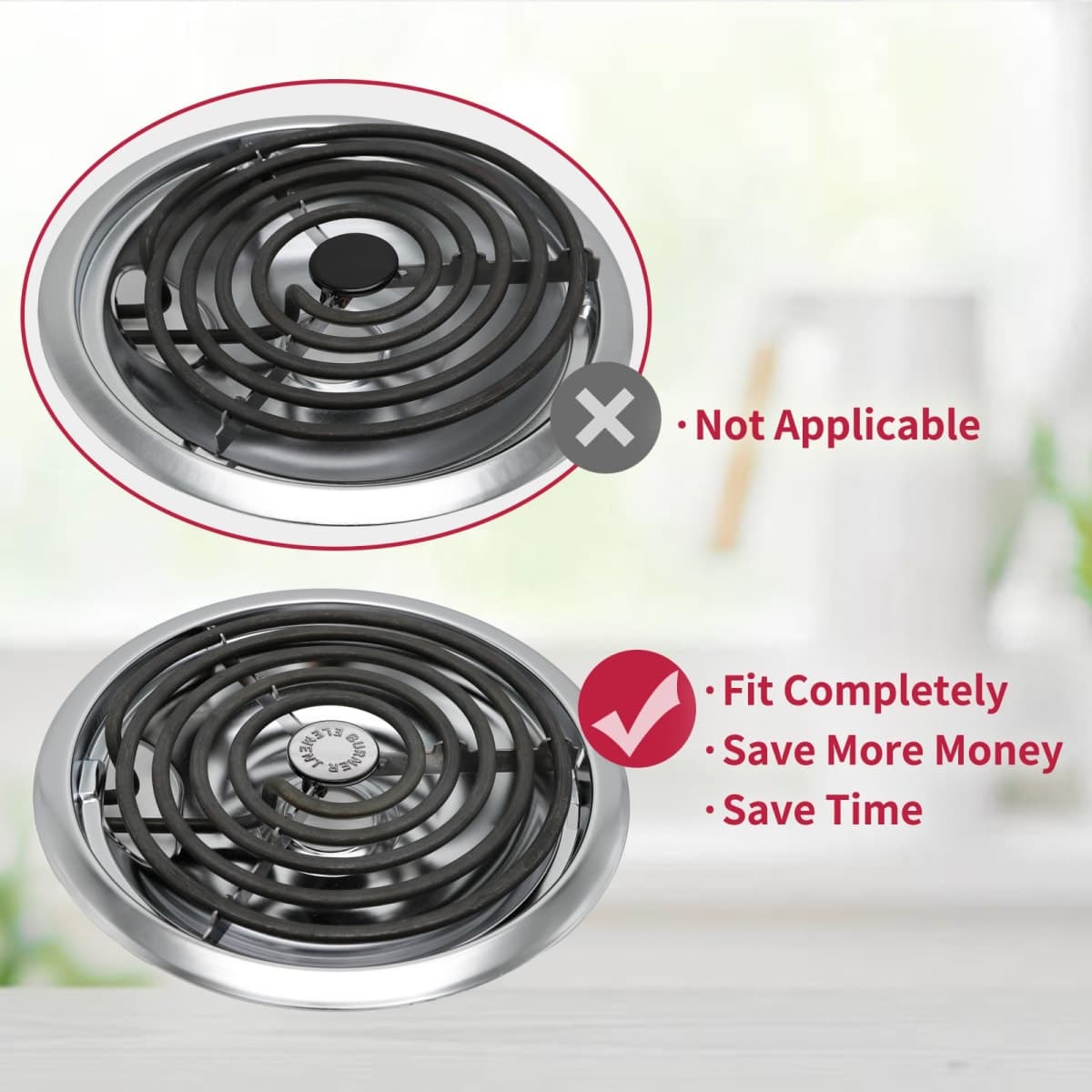 COZZIVITA MP22YA Electric Stove Burner Element Replacement Set & W10290350 W10290353 4 Pack Drip Pans - Perfectly Fit Whirpool Electric Range Stove Top thumbnail 4