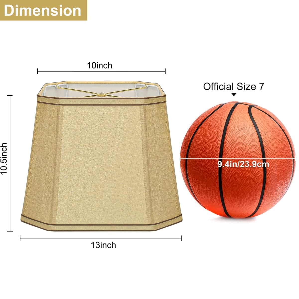 Rectangle Cut Corner Lamp shades Set of 2, 10.5" x 10"x 13" Farmhouse Medium Gold Lampshades with Brown Rim, Included 2 Pack Lamp Harps, Suitable for E26 Base and Saddle Base, Easy Assembly Required thumbnail 2