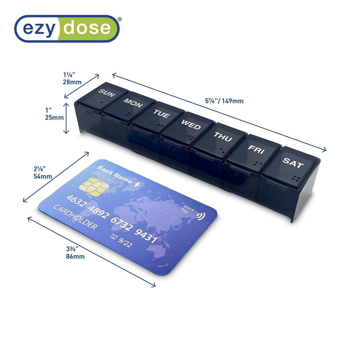 EZY DOSE Weekly (7-Day) Pill Organizer, Vitamin Planner, And Medicine Box, Large Compartments, Includes One Black and One White - Made In The USA thumbnail 2
