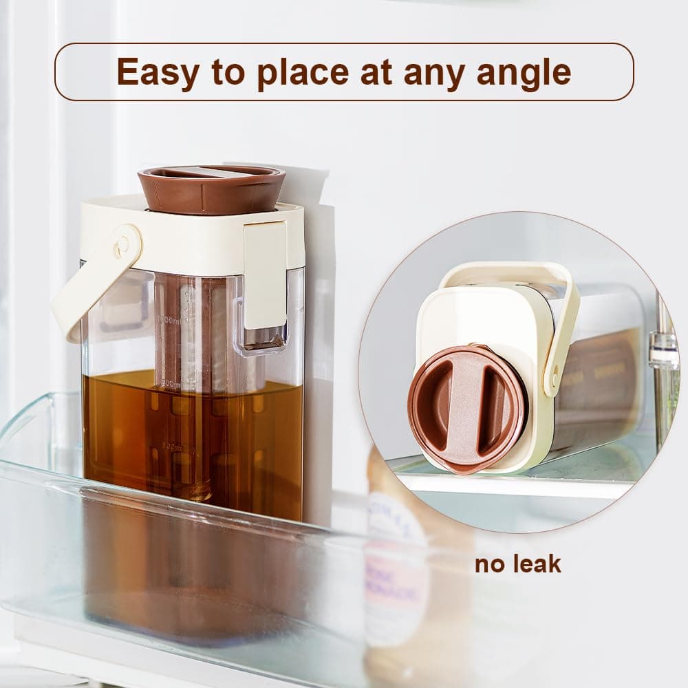 Cold Brew Coffee Maker, 1L/35oz Portable & Durable Iced Tea and Coffee Brewer, Leak-Proof & BPA-Free, Removable Mesh Filter For Easy Cleaning & Using, Dishwasher Safe, Space Saving. thumbnail 3