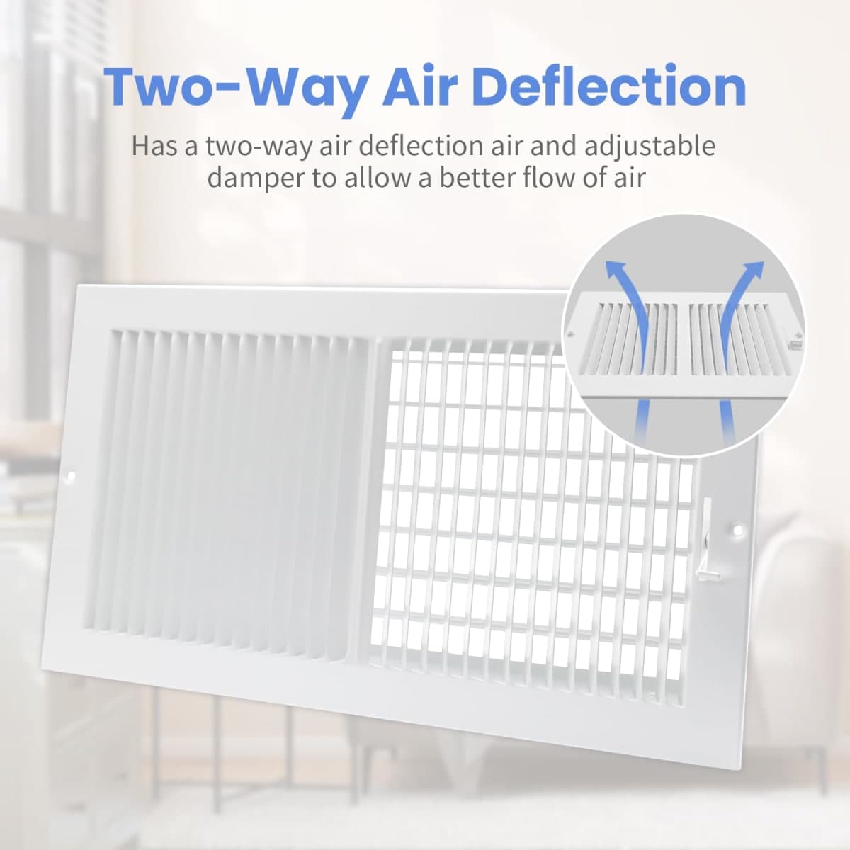 16 x 8 Inch [Duct Opening] Air Vent Covers for Wall or Ceiling - High Airflow 2 Way Steel Ventilation - Adjustable Wall/Ceiling Register, 17-3/4 Inch x 9-3/4 Inch [Overall Dimensions] thumbnail 4