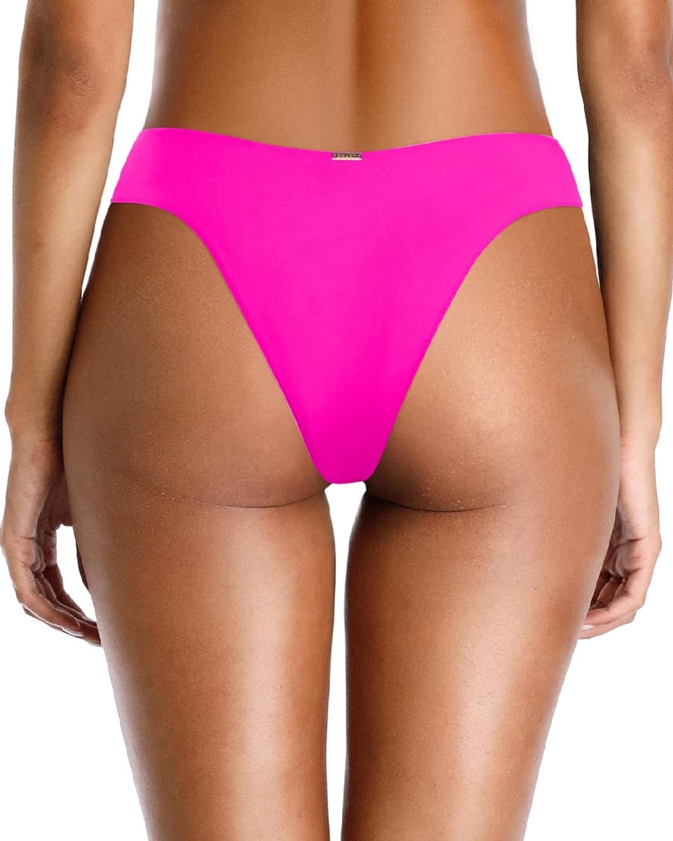 Zmart Cheeky Bikini Bottoms - V Cut Low Rise Bathing Suit Bottoms for Women High Cut Swim Bottom Pink M thumbnail 2