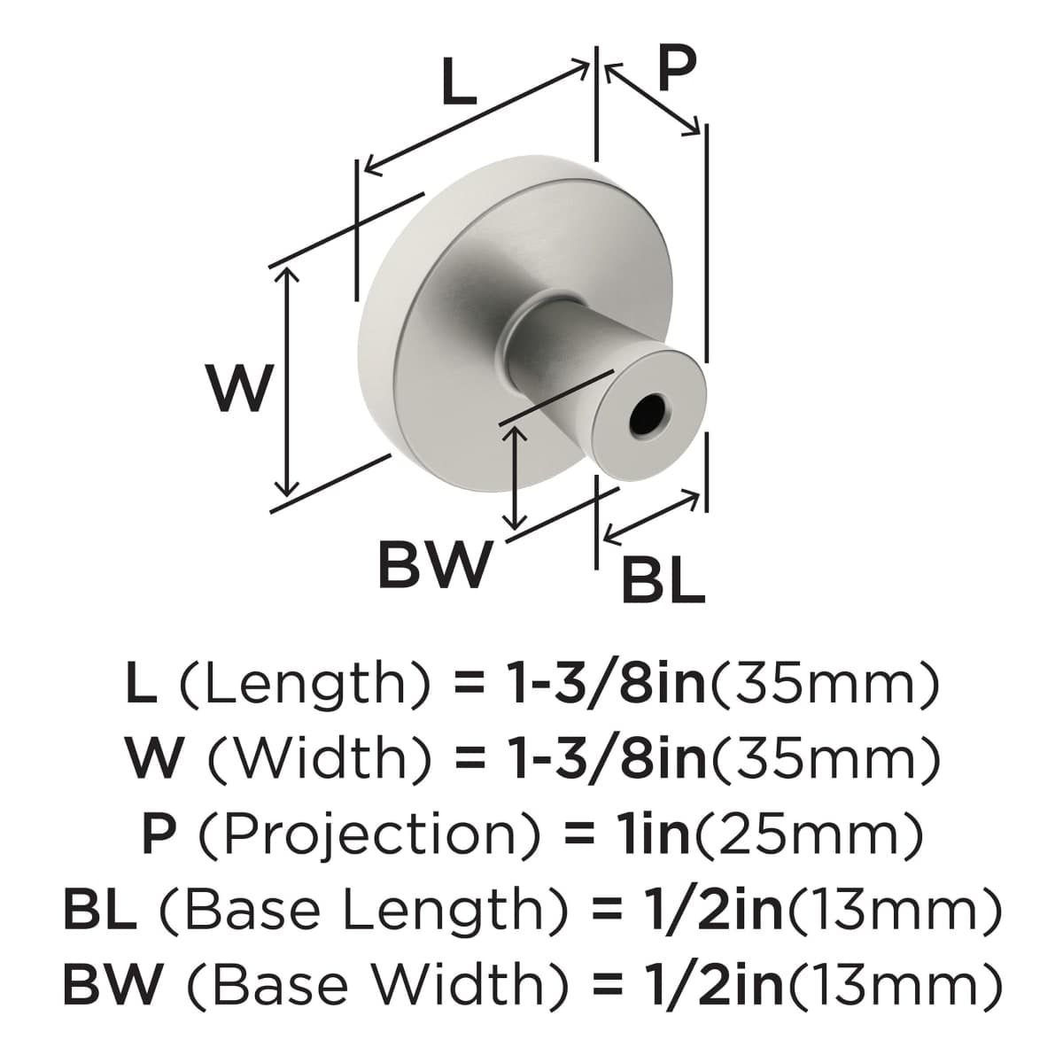 Amerock | Cabinet Knob | Matte Black/Satin Nickel | 1-3/8 inch (35 mm) Diameter | Mergence | 1 Pack | Drawer Knob | Cabinet Hardware thumbnail 4