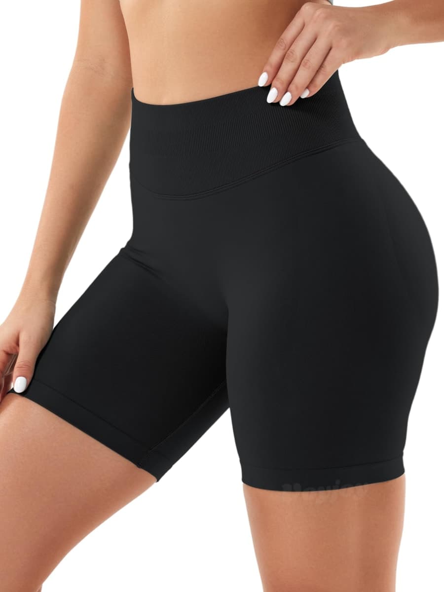 VOYJOY Women Workout Impact Shorts 3.6"/ 4.5"/ 6" Scrunch Butt Lifting Gym Seamless Booty Biker Shorts Black thumbnail 3