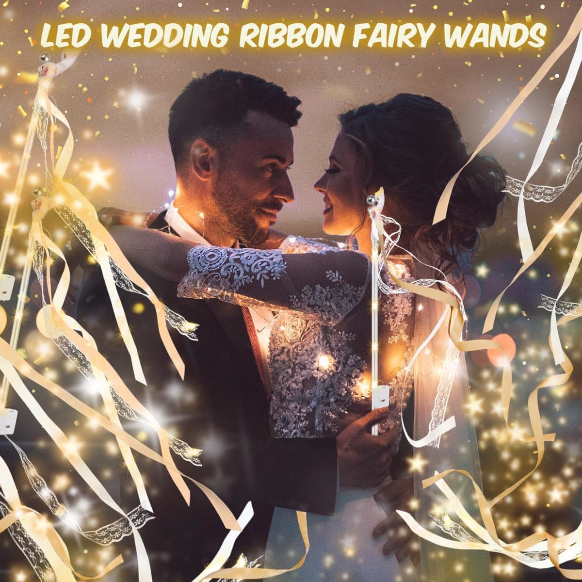 HONLYNE 58 PCS Light up Wands for Wedding, Wedding Wands Streamers with 3 Colorful Flashing Modes, Fairy Wands, LED Silk Fairy Wand with Bells for Wedding, New Year, Raves, Concert, Birthday thumbnail 4