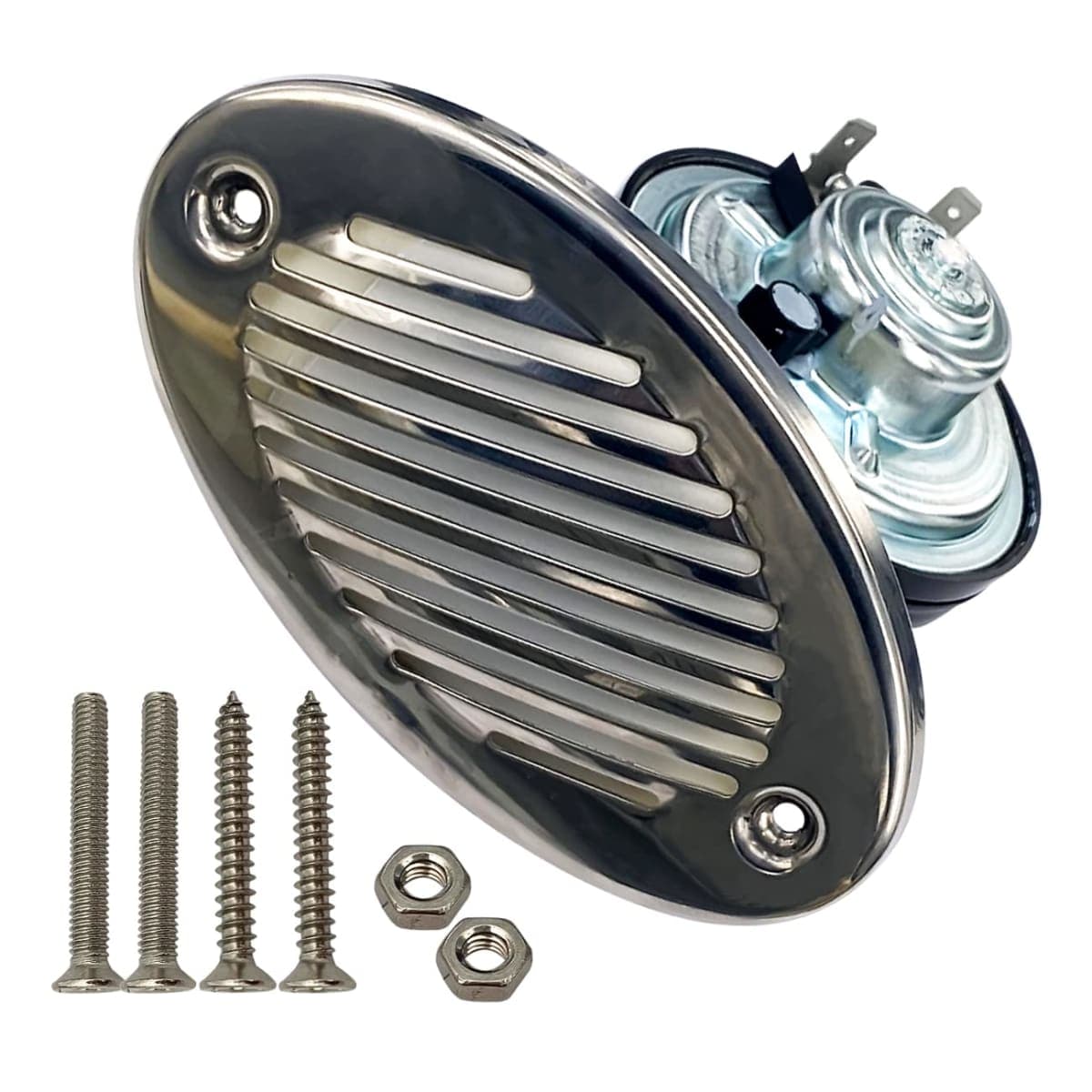 5190512 Boat Horns 316 Stainless Steel 12V 125DB Waterproof Marine Horn Sound Bright With Two Types of 316 Stainless Steel Mounting Screws — image 1