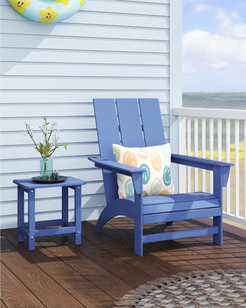 BIVODA HDPE Outdoor Side Table, 16.6-Inch Weatherproof Small Outdoor Table for Adirondack, Porch, Poolside, Deck, Balcony (Navy Blue) thumbnail 2