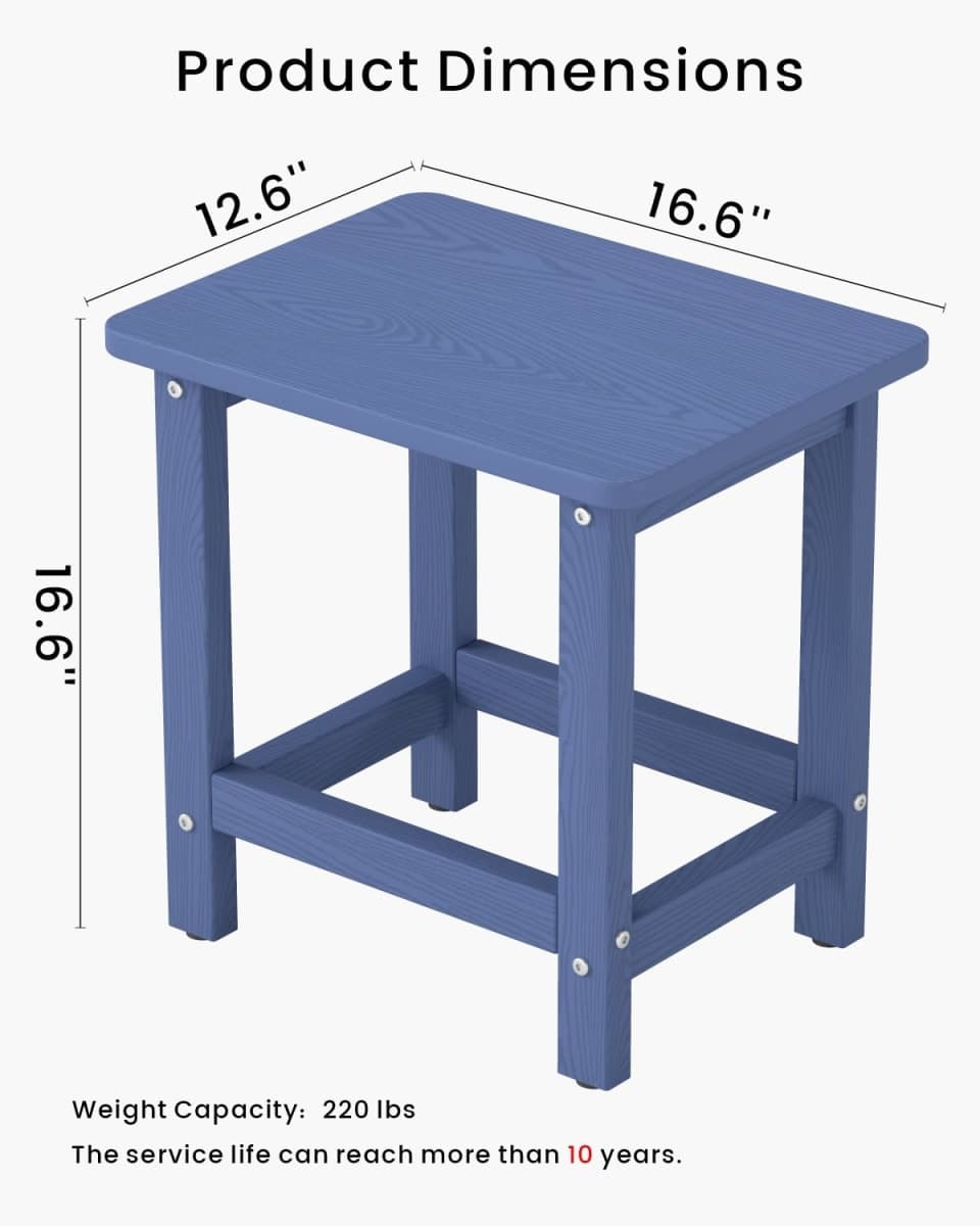 BIVODA HDPE Outdoor Side Table, 16.6-Inch Weatherproof Small Outdoor Table for Adirondack, Porch, Poolside, Deck, Balcony (Navy Blue) thumbnail 3