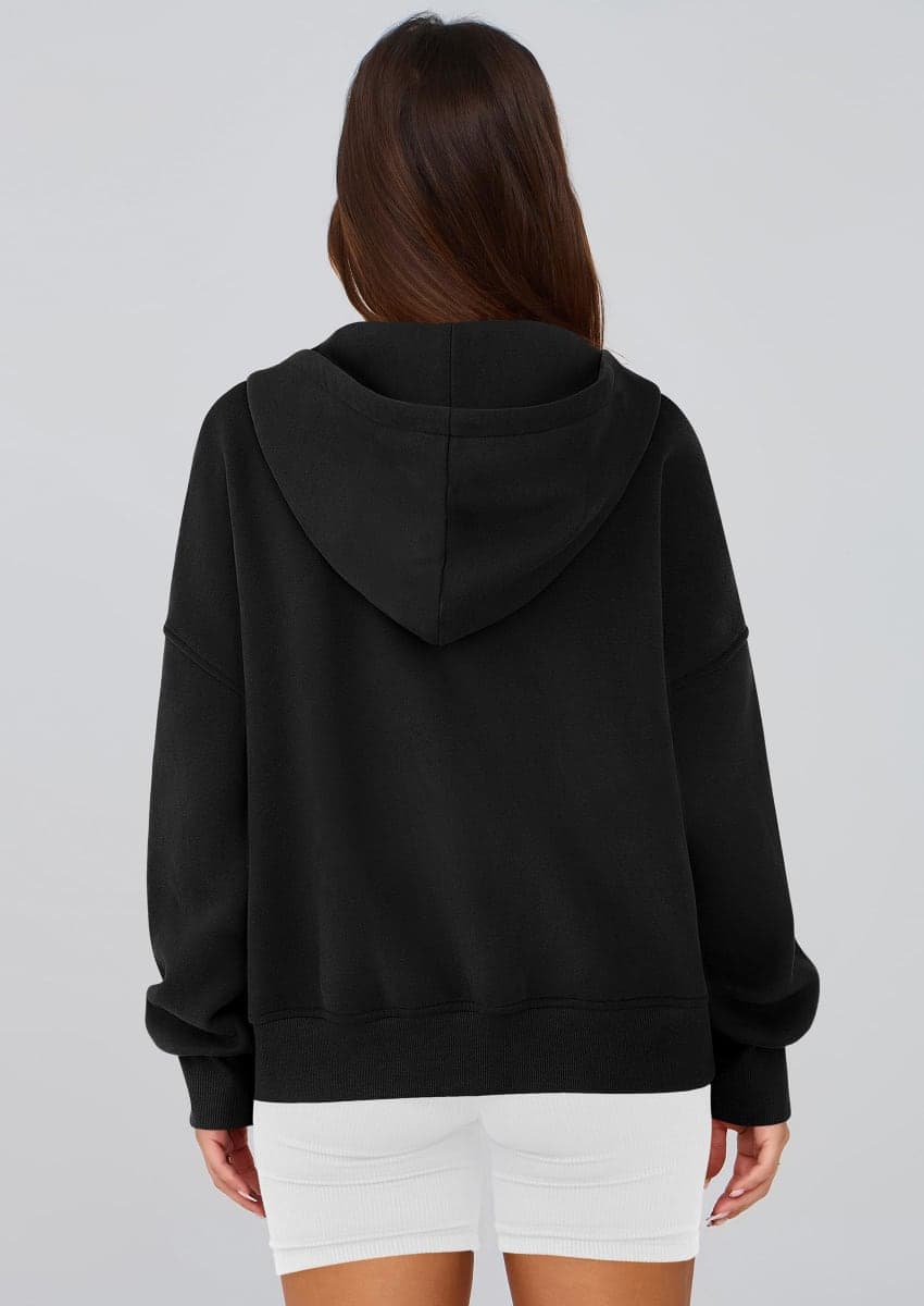 PRETTYGARDEN Women's Zip Up Y2K Hoodies 2026 Fall Fashion Long Sleeve Hooded Fleece Sweatshirts Casual Jacket Winter Clothes (Black,Medium) thumbnail 5