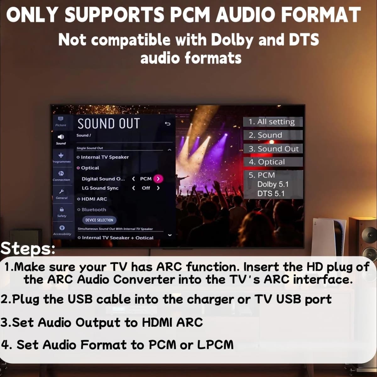 192KHz HDMI ARC to Optical Audio Converter 6FT,ARC to Optical Audio Extractor Cable,Plug & Play, AR C to O ptical Audio Adapte for HDTV to Soundbar,Amplifier-[No CEC] thumbnail 5