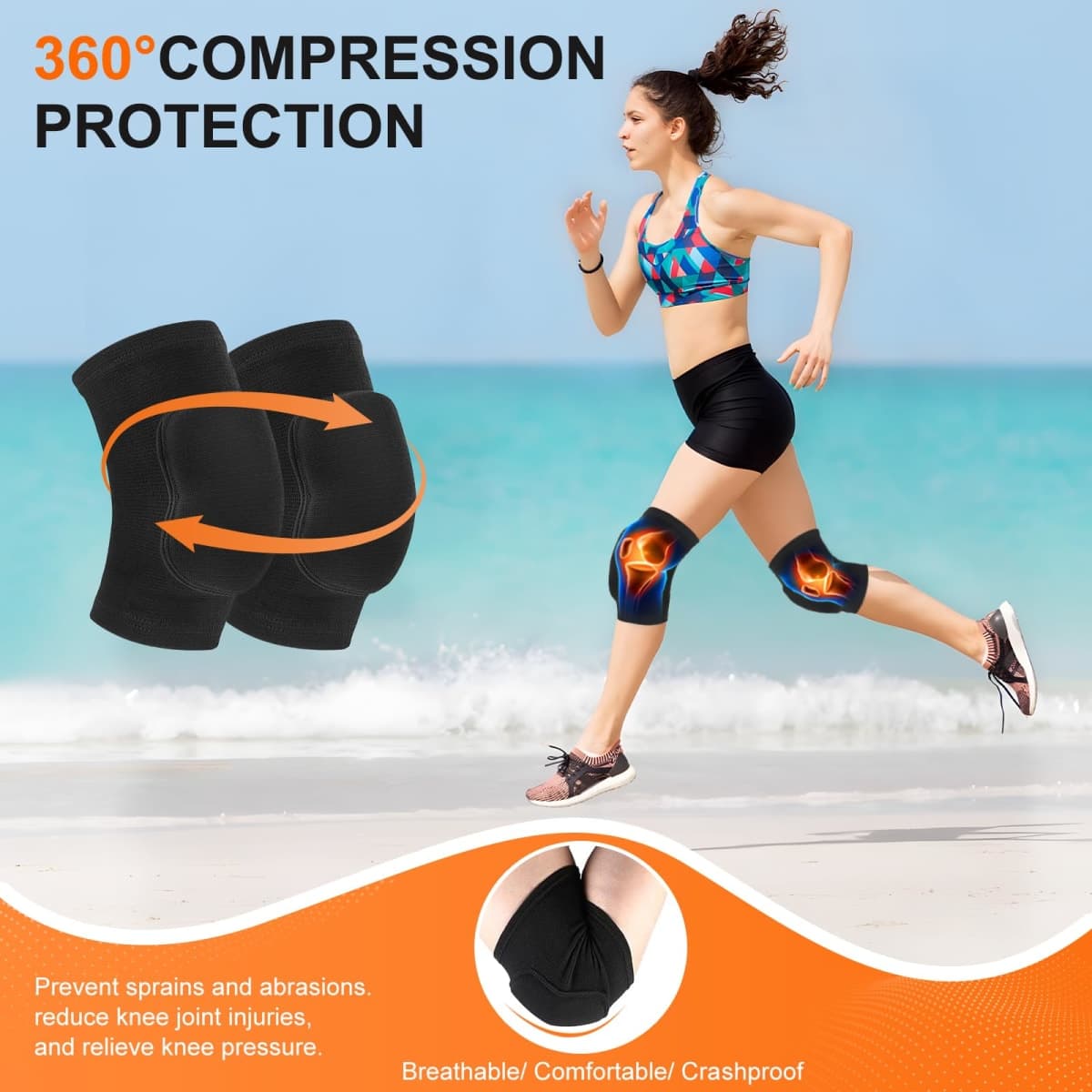 YICYC Volleyball Knee Pads for Dancers, Soft Breathable Knee Pads for Girls Women Men Youth Kids Knees Protective, Knee Brace for Volleyball Football Danceing Yoga Tennis Running Cycling Fitness thumbnail 4