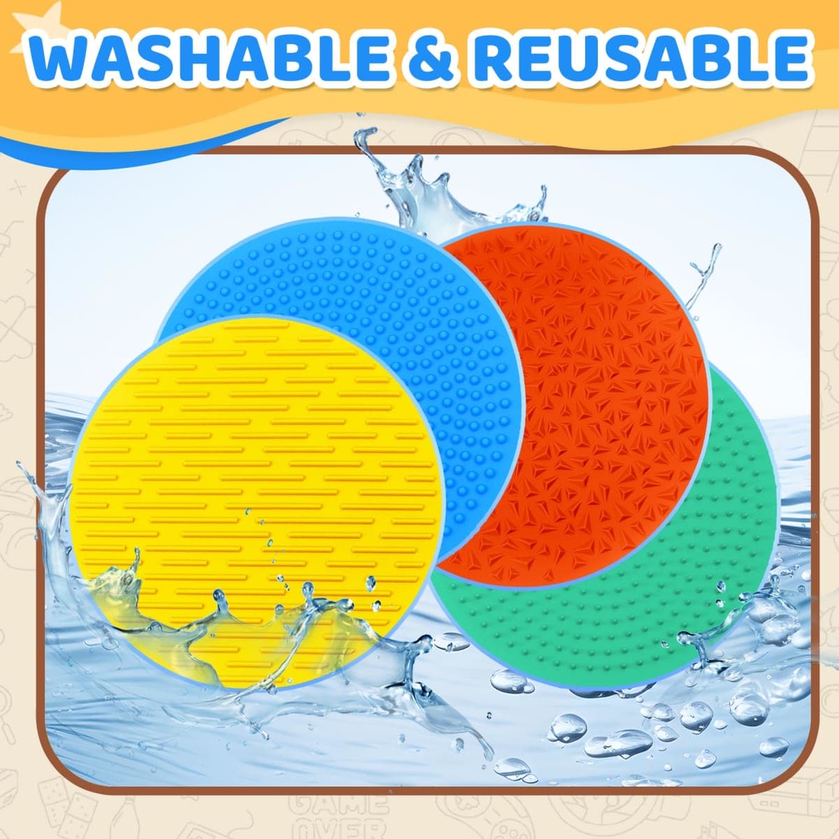4PC Sensory Wall Fidget Toys for Toddler Baby 1-3 Classroom Must Have Sensory Mats for Kid Autism ADHD Quiet Silicone Tactile Pad Desk Toys Calm Down Item Mini Floor Tiles Fidget Autistic Special Need thumbnail 4