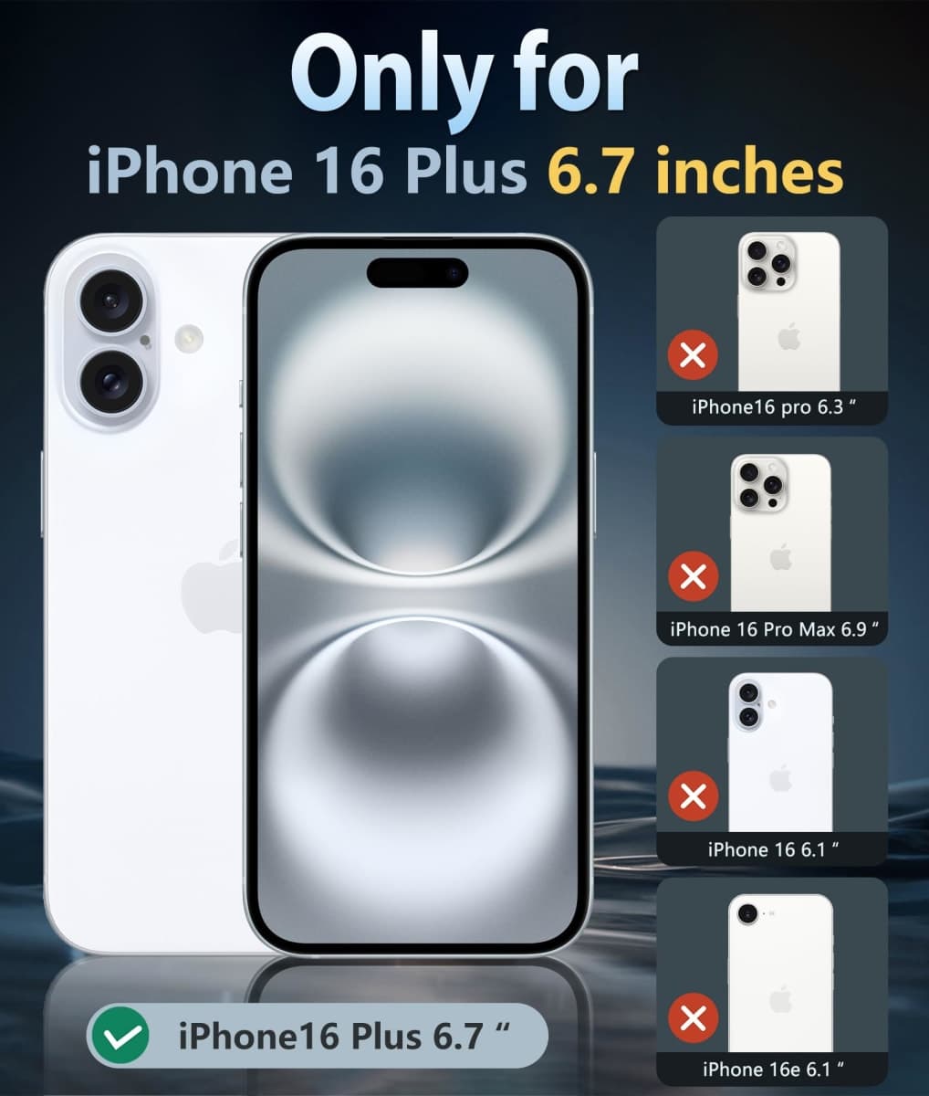 FNTCASE for iPhone 16 Plus Case: Clear Magnetic Phone Cases Compatible with Magsafe Slim Anti Yellowing Military Grade Drop Rugged Protective Transparent Cell Phone Cover (B-Glitter Magnetic) thumbnail 2