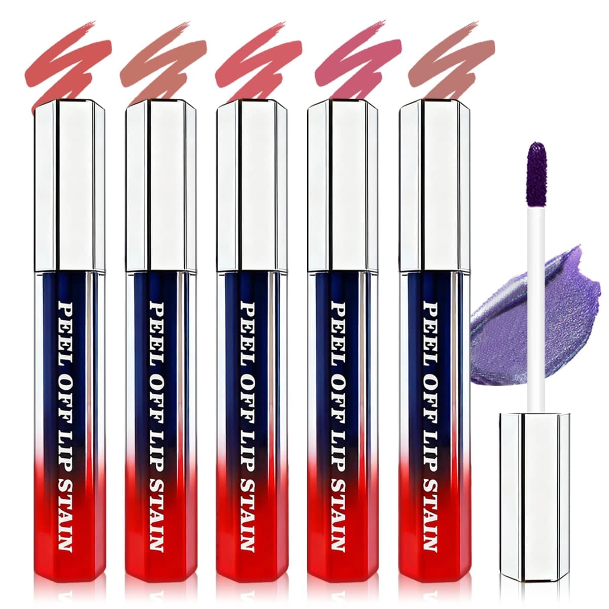 IONSGAKO 5 Colors Lip Stain Peel Off Lip Liner Stain, Matte Finish Peel Off Lip Stain Tint Long-Lasting Waterproof, Transfer-Proof, All-Day LipStain for Women, Vegan & Cruelty-Free — image 1