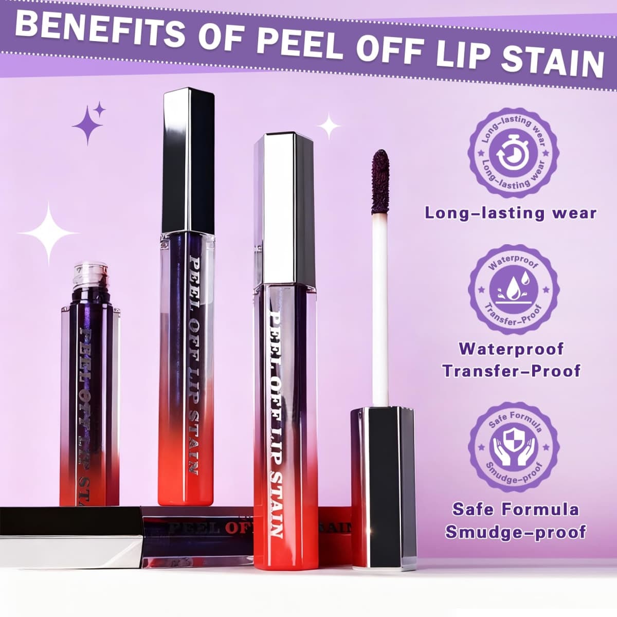 IONSGAKO 5 Colors Lip Stain Peel Off Lip Liner Stain, Matte Finish Peel Off Lip Stain Tint Long-Lasting Waterproof, Transfer-Proof, All-Day LipStain for Women, Vegan & Cruelty-Free thumbnail 3