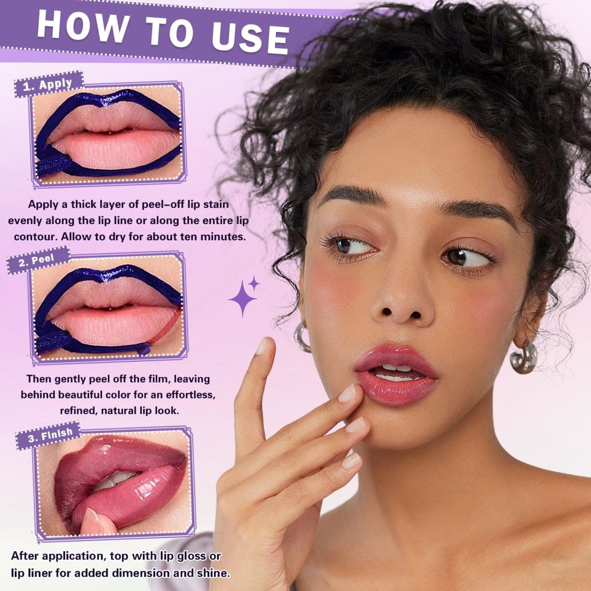 IONSGAKO 5 Colors Lip Stain Peel Off Lip Liner Stain, Matte Finish Peel Off Lip Stain Tint Long-Lasting Waterproof, Transfer-Proof, All-Day LipStain for Women, Vegan & Cruelty-Free thumbnail 4