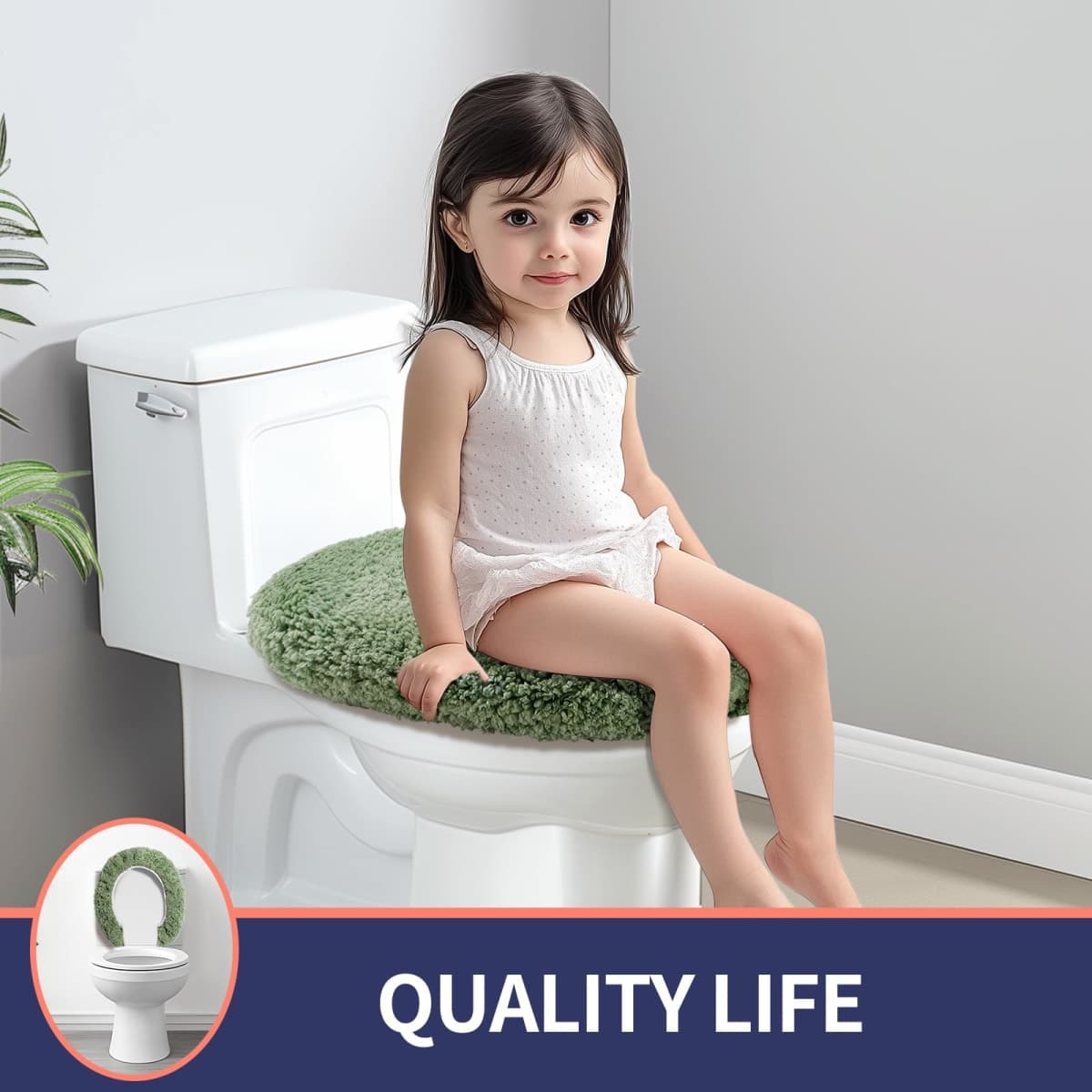 BAAHRNOM Luxury Soft Microfiber Toilet Lid Cover Machine Washable Solid Toilet Seat Cover 17.5" x 15" Adjustable Rubber Backing Fits Most 16-17.5" L x 14-16" W Round Oblong and Elongated Toilet Seat thumbnail 5