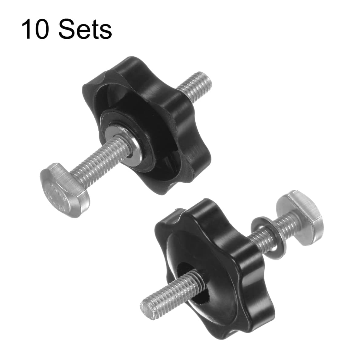 10Set T Track Bolts Knob Kit M5 x 40mm Threaded Bolts M5 x 32mm Hex Hand Nut Clamping Knob with Washer for Woodworking Jigs and Fixtures, Black thumbnail 3